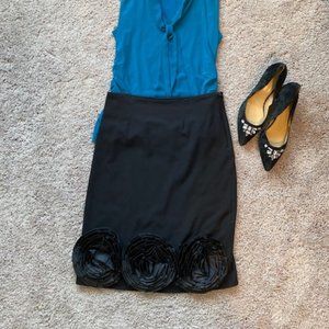 Black Floral Applique Skirt